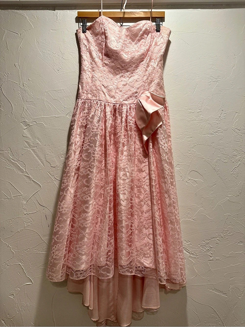 Vintage costume Pink Floral Lace High Low Dress